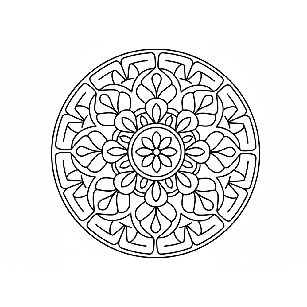 細かい模様の曼陀羅塗り絵（大人向け・無料印刷用）