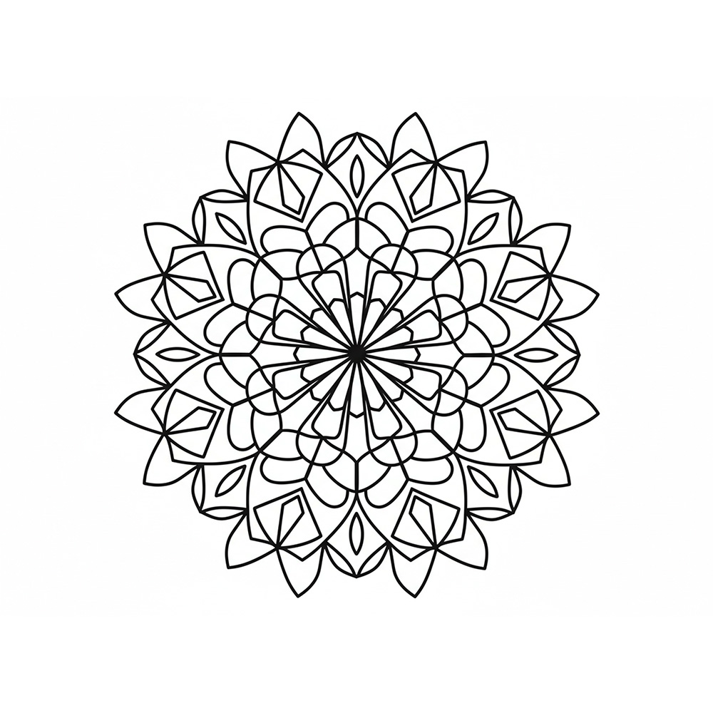 細かい模様の曼陀羅塗り絵（大人向け・無料印刷用）