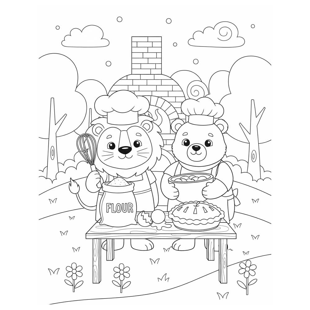 調理する動物の塗り絵