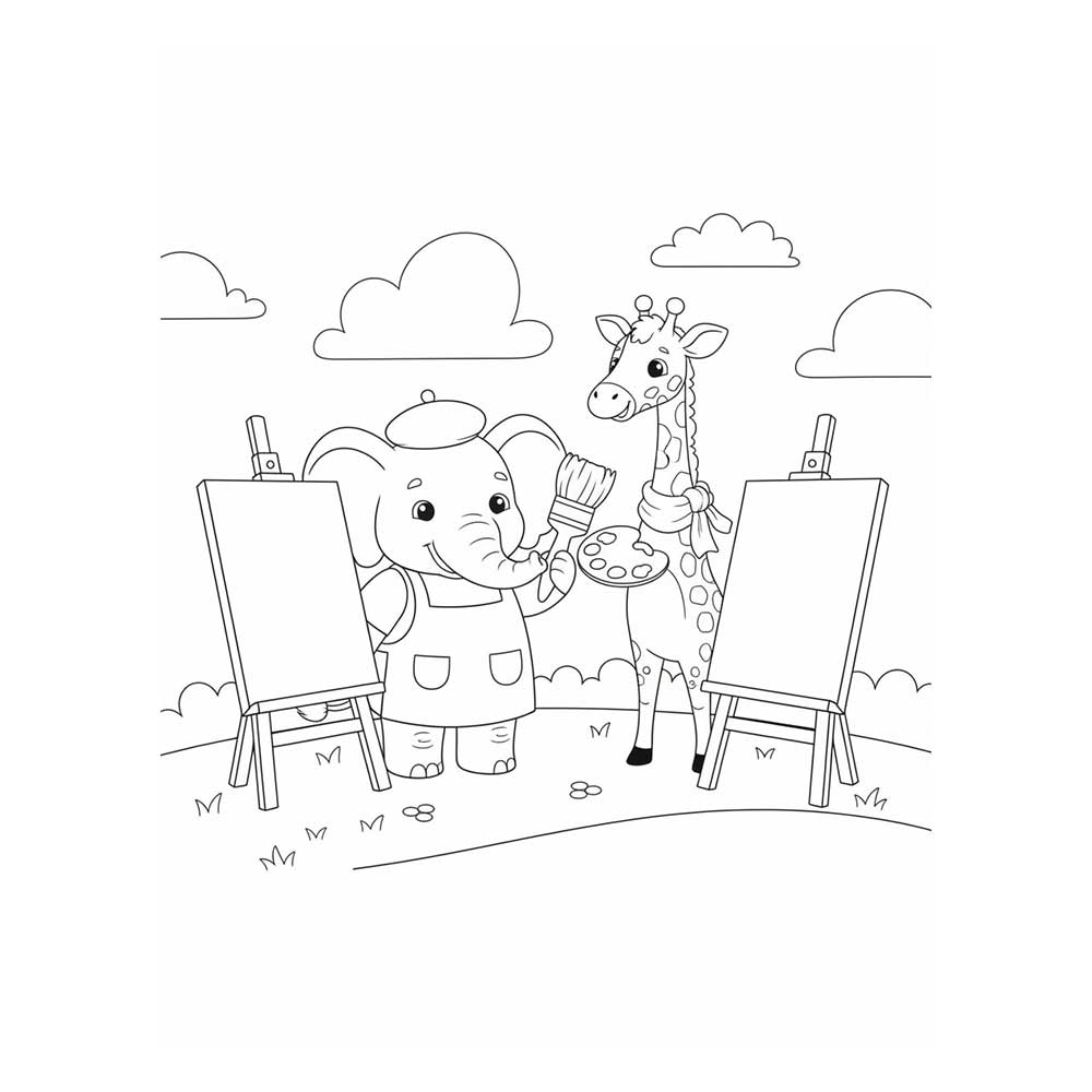 絵を描く動物の塗り絵