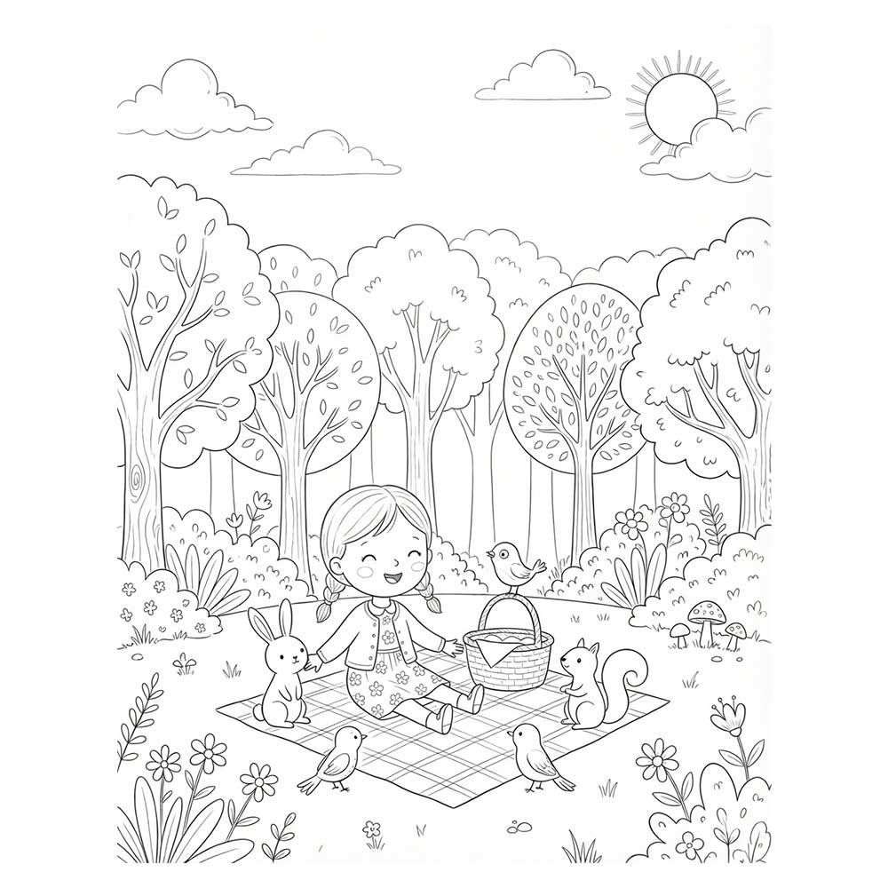 ピクニックの塗り絵