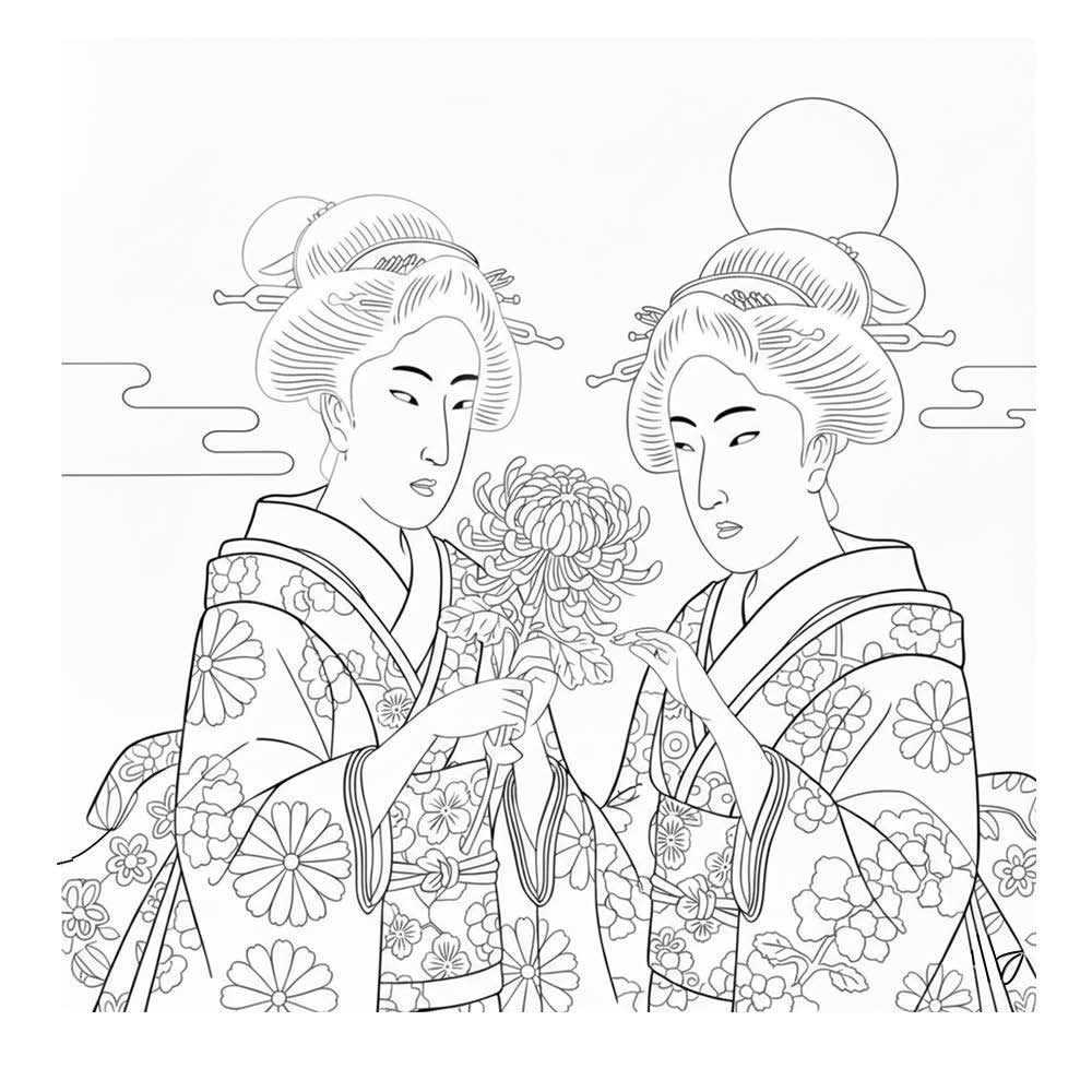 着物姿の塗り絵