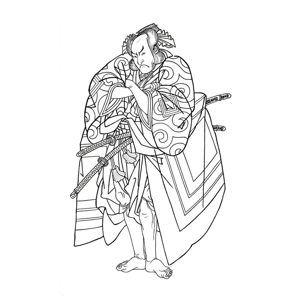 勝川春章「五代目市川團十郎の暫」塗り絵