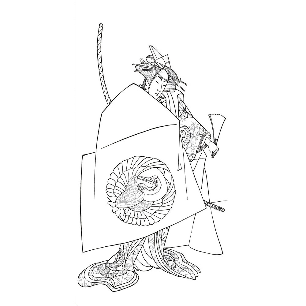 勝川春章「三代目瀬川菊之丞のわっぱ菊王」塗り絵