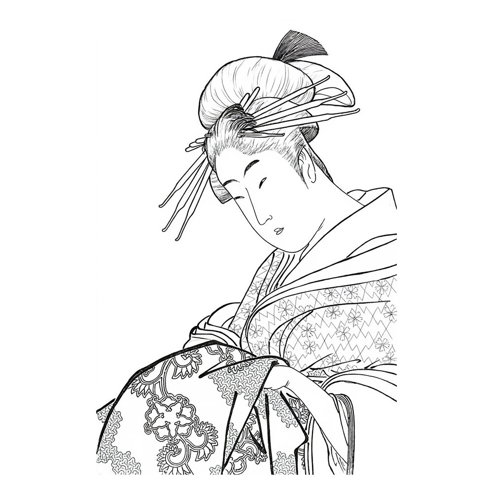 喜多川歌麿「美人気量競・五明楼 花扇」塗り絵