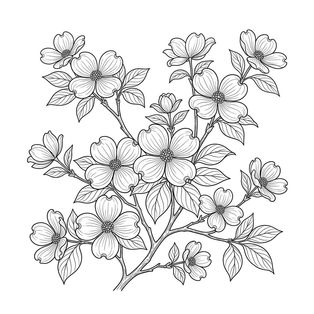 ハナミズキの塗り絵