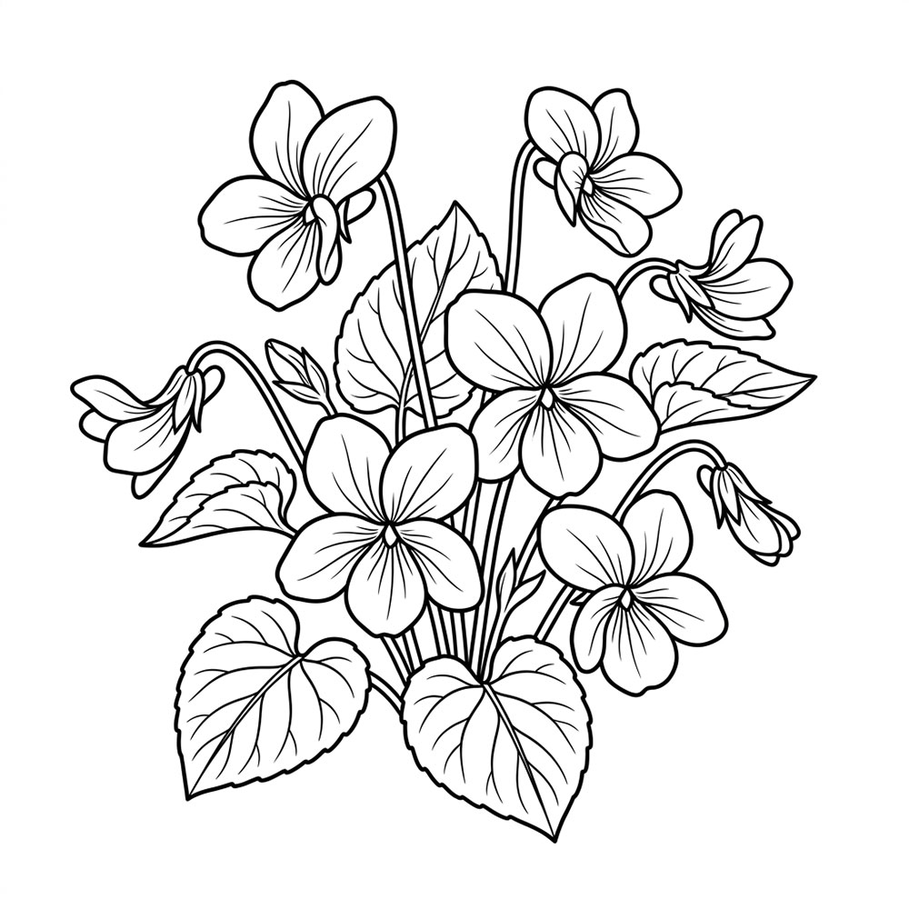 すみれの花の塗り絵