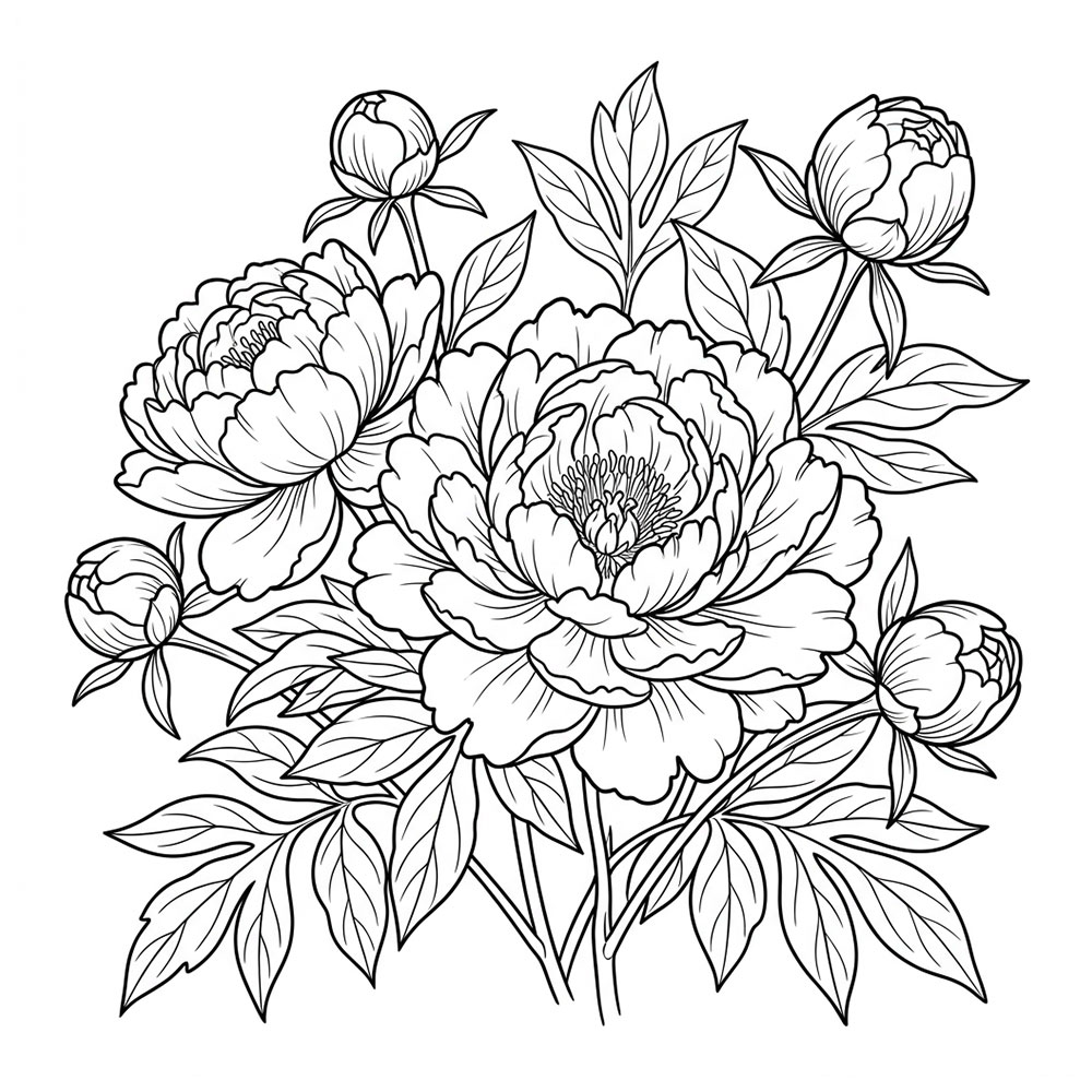 ボタンの花の塗り絵