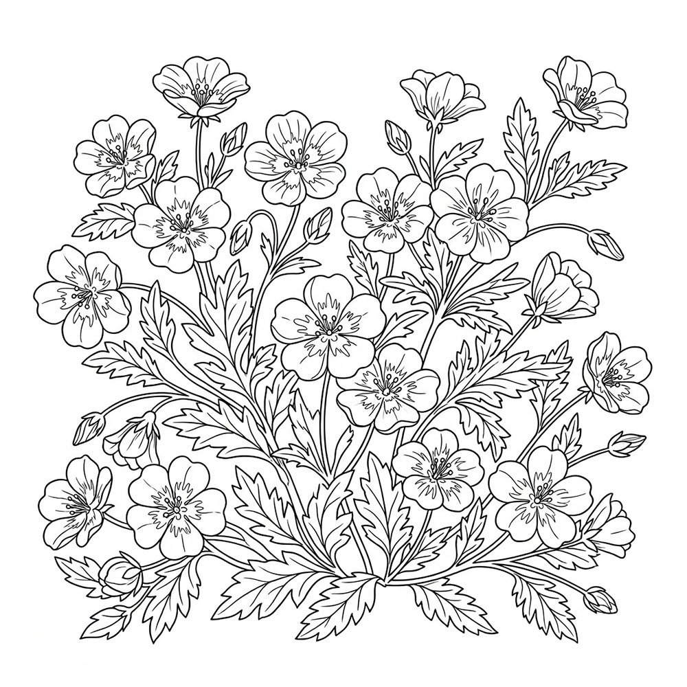 ネモフィラの花の塗り絵