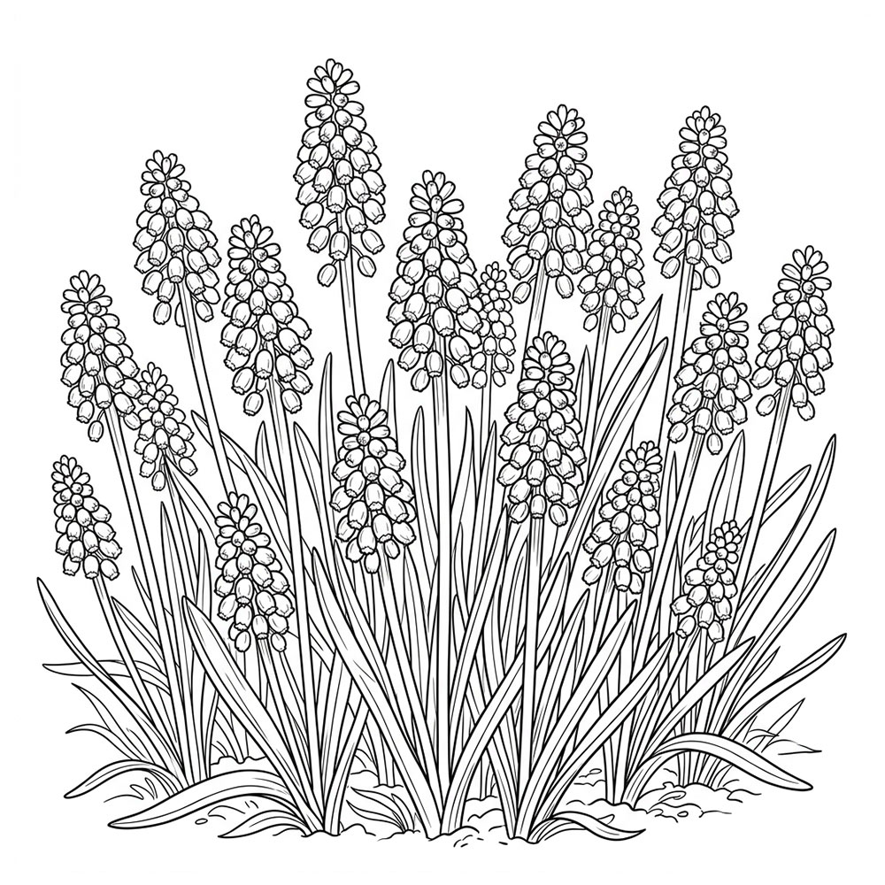 ムスカリの花の塗り絵