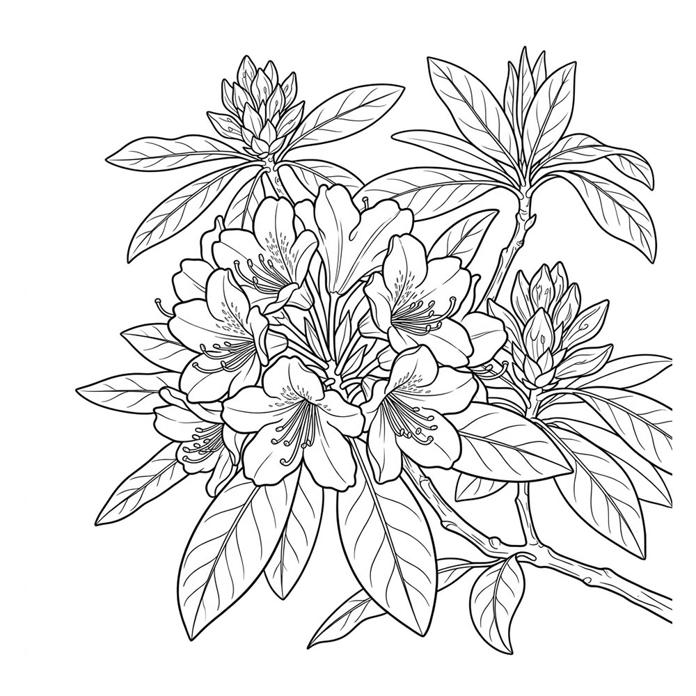 シャクナゲの花の塗り絵