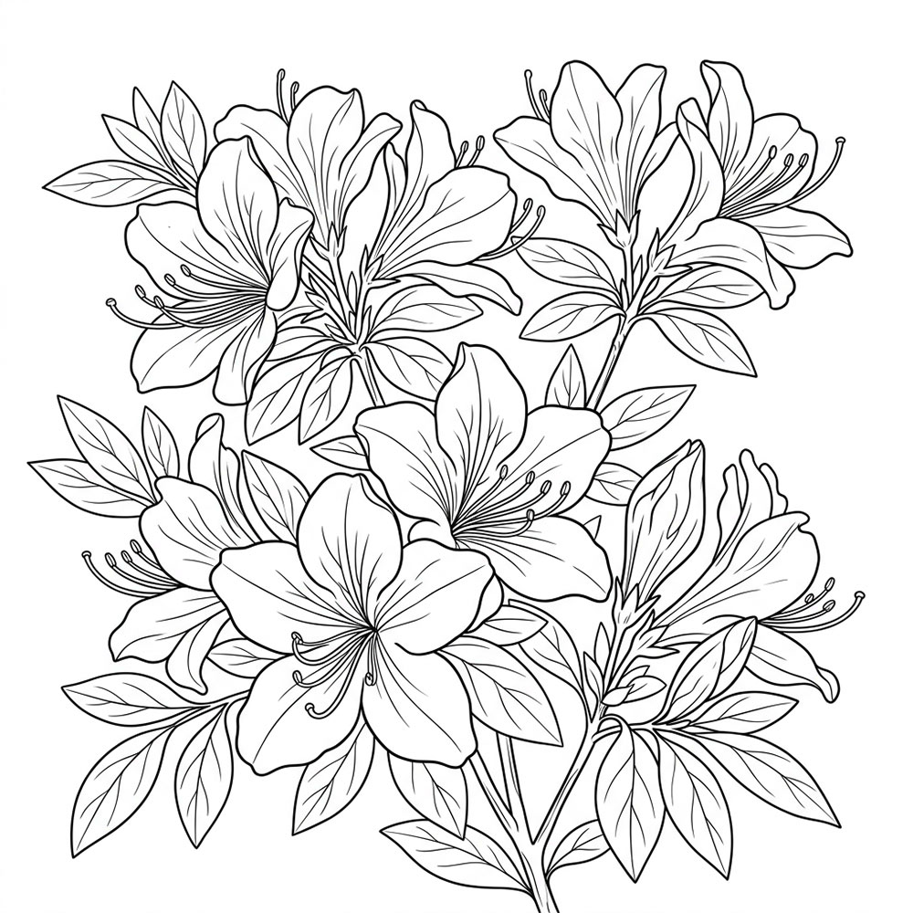 ツツジの花の塗り絵