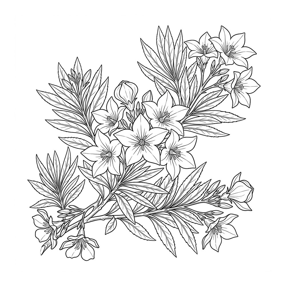 キキョウの花の塗り絵