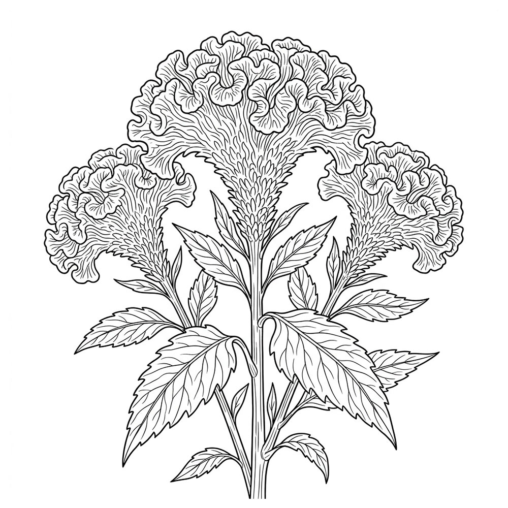 ケイトウの花の塗り絵