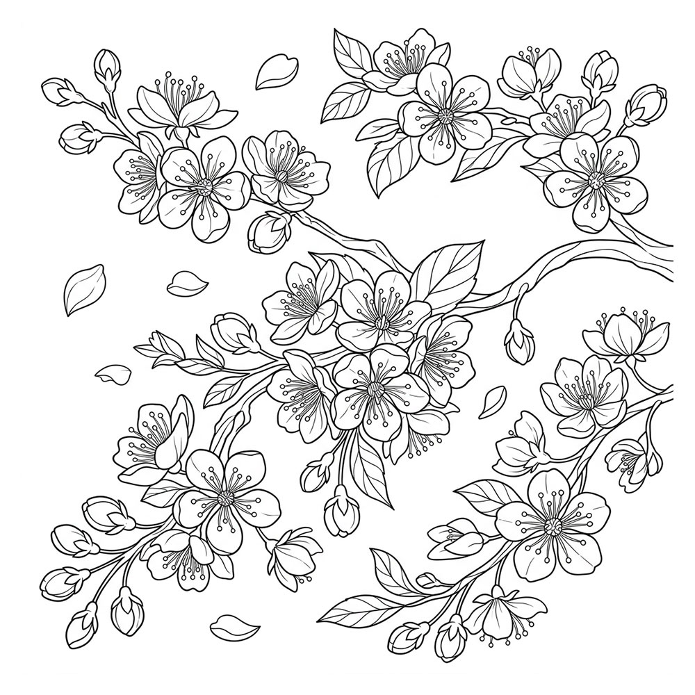 ウメの花の塗り絵