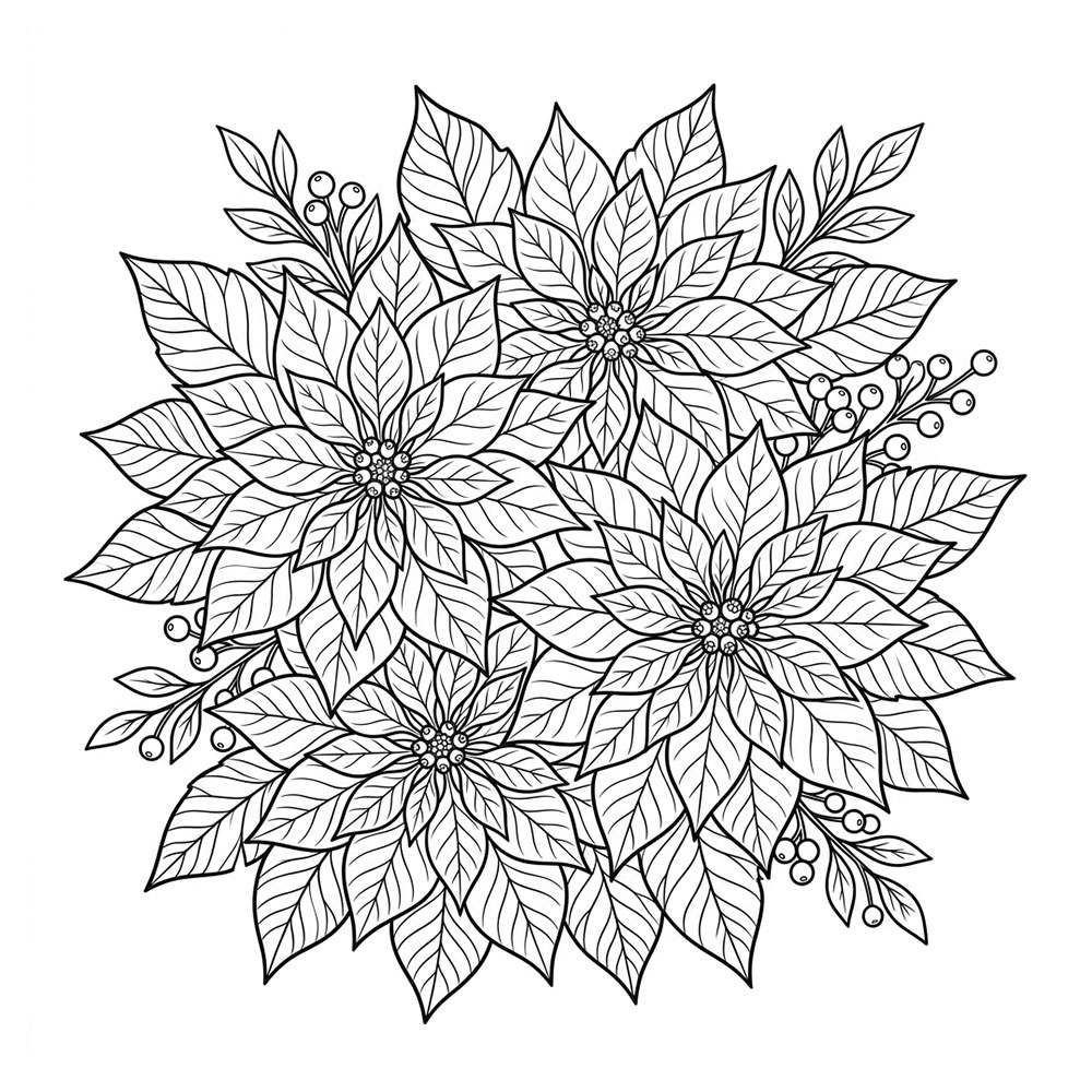 ポインセチアの花の塗り絵