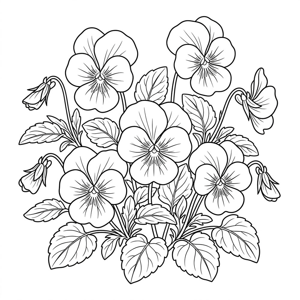 ビオラの花の塗り絵